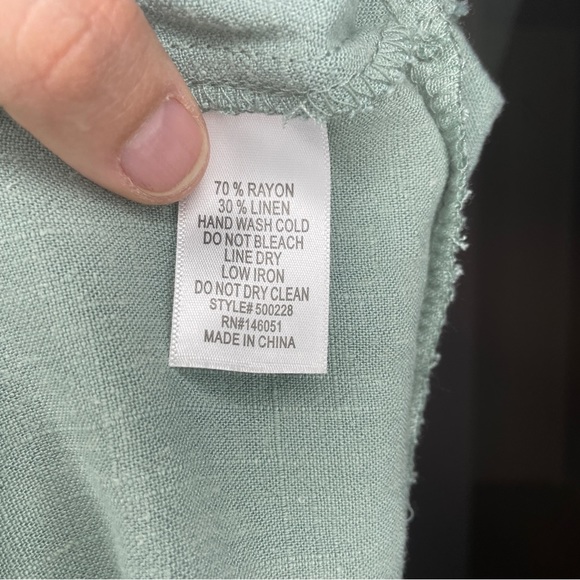 Monteau Sage Green Linen Blend Midi Dress - Picture 6 of 7